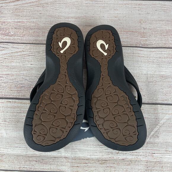 Olukai Ohana Womens Size 7 Flip Flop Sandals Black - Picture 9 of 11